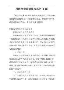 顶岗自我总结报告范例(4篇)