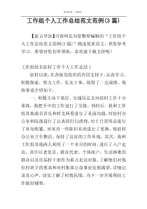 工作组个人工作总结范文范例(3篇)