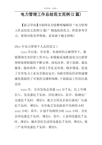 电力管理工作总结范文范例(2篇)