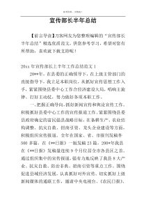 宣传部长半年总结