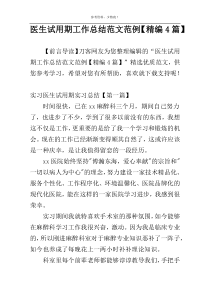 医生试用期工作总结范文范例【精编4篇】