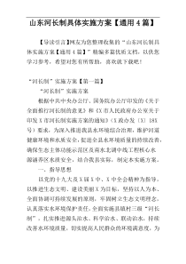 山东河长制具体实施方案【通用4篇】