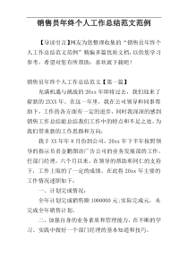 销售员年终个人工作总结范文范例