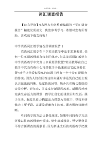 词汇调查报告