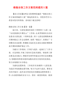 维稳安保工作方案范例通用5篇