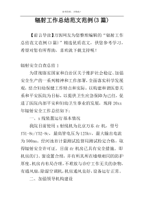 辐射工作总结范文范例(3篇)