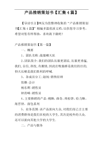产品推销策划书【汇集4篇】