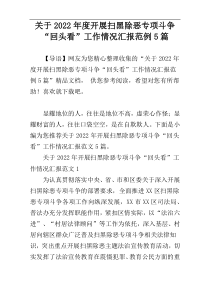 关于2022年度开展扫黑除恶专项斗争“回头看”工作情况汇报范例5篇