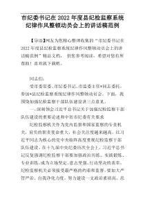 市纪委书记在2022年度县纪检监察系统纪律作风整顿动员会上的讲话稿范例