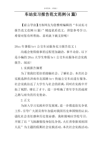 车站实习报告范文范例(4篇)