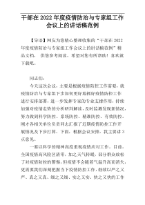 干部在2022年度疫情防治与专家组工作会议上的讲话稿范例