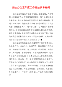 综合办公室年度工作总结参考样例