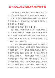 公司采购工作总结范文实用2022年度
