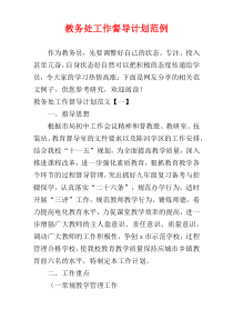 教务处工作督导计划范例