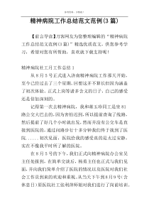 精神病院工作总结范文范例(3篇)