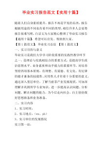 毕业实习报告范文【实用十篇】