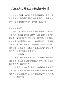 文宣工作总结范文与计划范例(5篇)