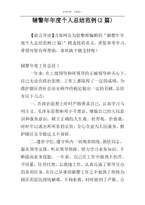 辅警年年度个人总结范例(2篇)