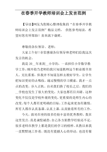 在春季开学教师培训会上发言范例