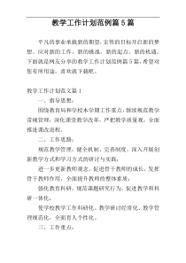 教学工作计划范例篇5篇