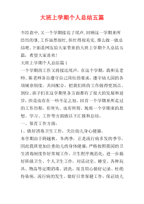 大班上学期个人总结五篇