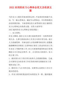 2022实用的实习心得体会范文及收获五篇