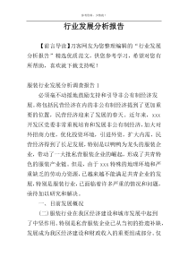 行业发展分析报告