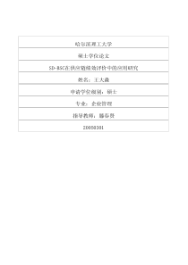 SD-BSC在供应链绩效评价中的应用研究