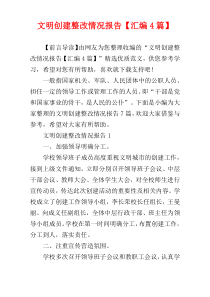 文明创建整改情况报告【汇编4篇】