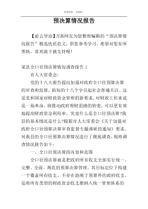 预决算情况报告