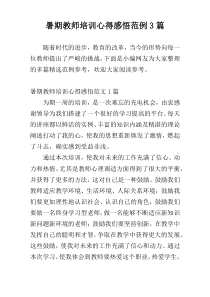 暑期教师培训心得感悟范例3篇