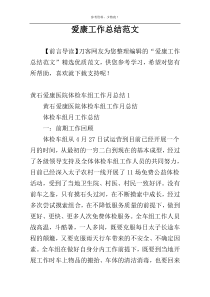 爱康工作总结范文