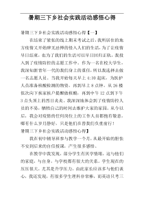 暑期三下乡社会实践活动感悟心得