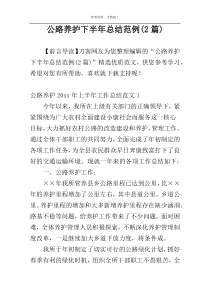 公路养护下半年总结范例(2篇)