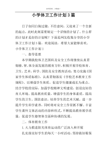 小学体卫工作计划3篇