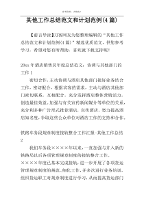 其他工作总结范文和计划范例(4篇)