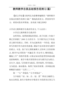 教师教学自我总结报告范例(2篇)