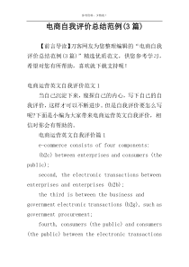 电商自我评价总结范例(3篇)