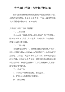 大学部门学期工作计划样例3篇