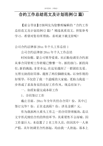 合约工作总结范文及计划范例(2篇)