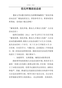 优化环境活动总结