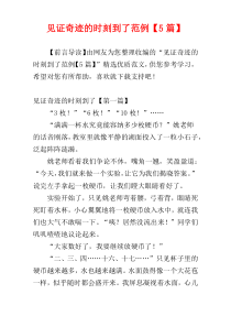见证奇迹的时刻到了范例【5篇】