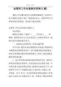 运管所工作自查报告范例(2篇)
