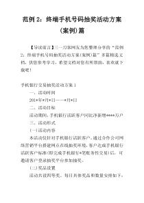 范例2：终端手机号码抽奖活动方案(案例)篇