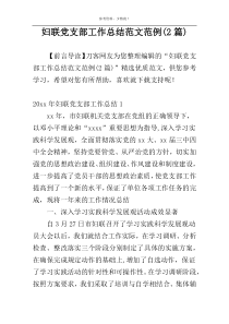 妇联党支部工作总结范文范例(2篇)