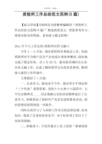 质检所工作总结范文范例(5篇)
