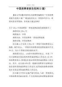 中国消费者报告范例(3篇)