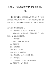 公司元旦活动策划方案（实例）二：篇