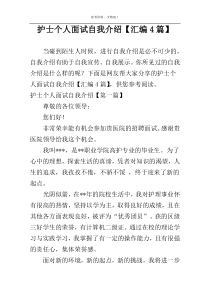 护士个人面试自我介绍【汇编4篇】