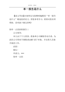 单一报告是什么